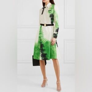 Prada Collar Long Sleeves Quarter Button Midi Dress